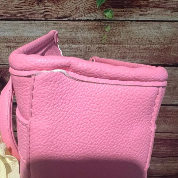 The Leather Crossbody Tote Bag Small Mini Petal Pink 8x6.5x4 Designer Inspired - Picture 7 of 9